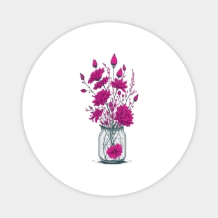 Fuchsia Flowers in a Mason Jar Magnet